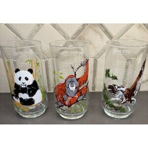 Vintage Set Of Three (3) Burger Chef Endanger Species 1978 Promo Glass Tumblers